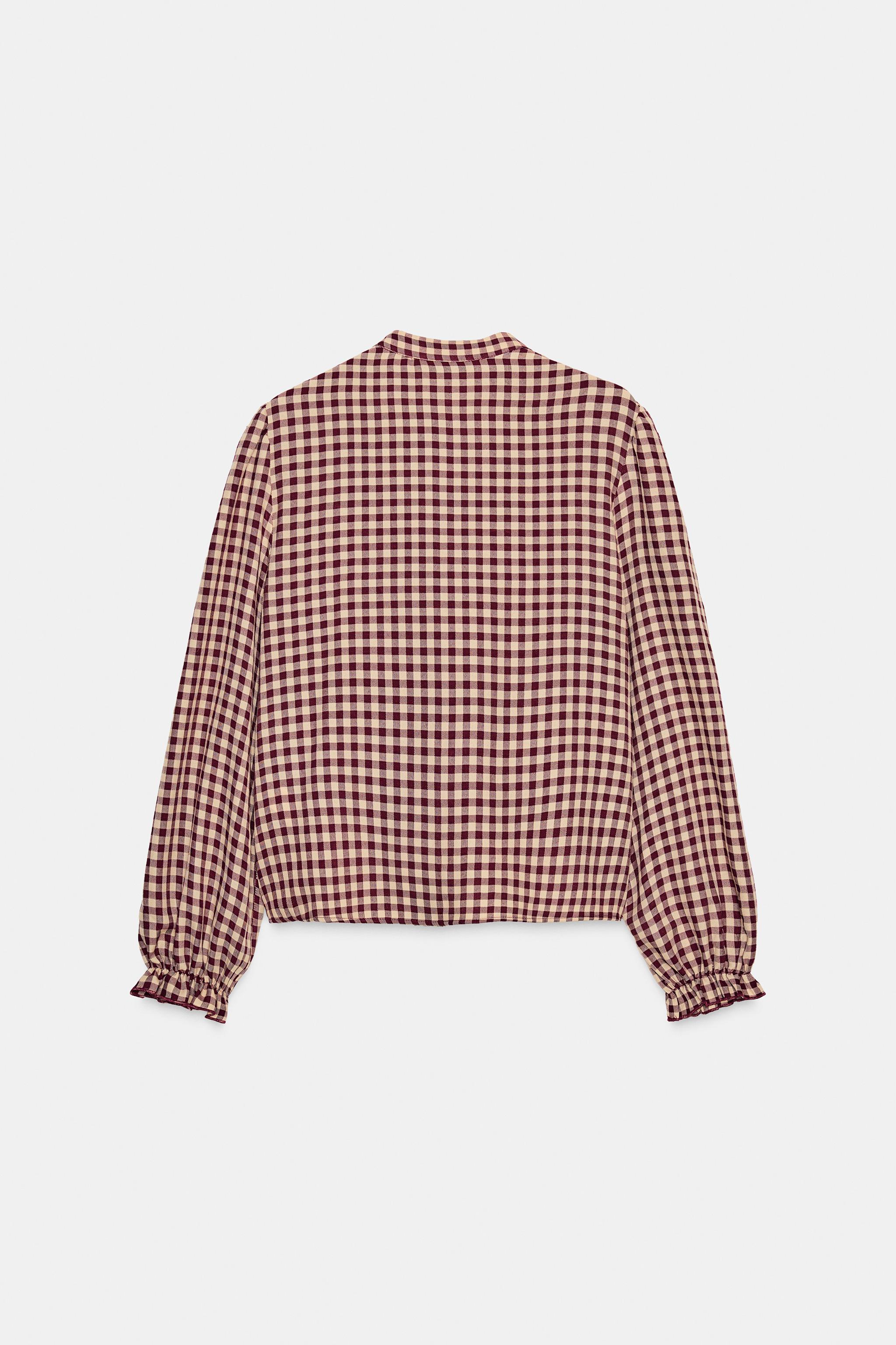 RUFFLED GINGHAM BLOUSE